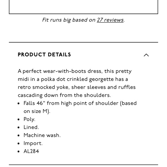 Madewell Midi Dress Georgette Smocked Ruffle Shoulder Inkbrush Dots Size M - Picture 14 of 15